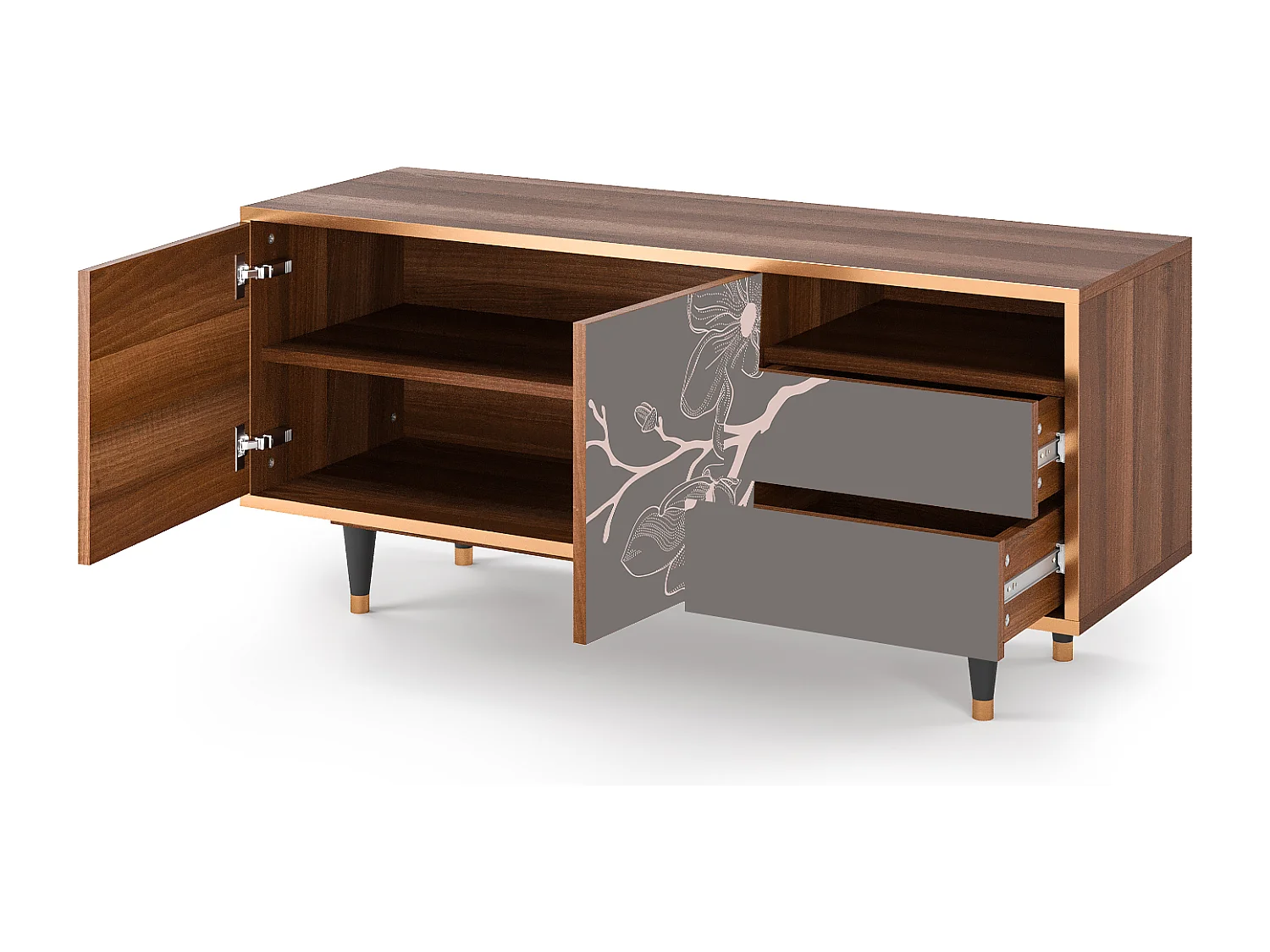 Mueble de TV - 125х56х41 cm - T7 - Cherry Blossom, Nogal