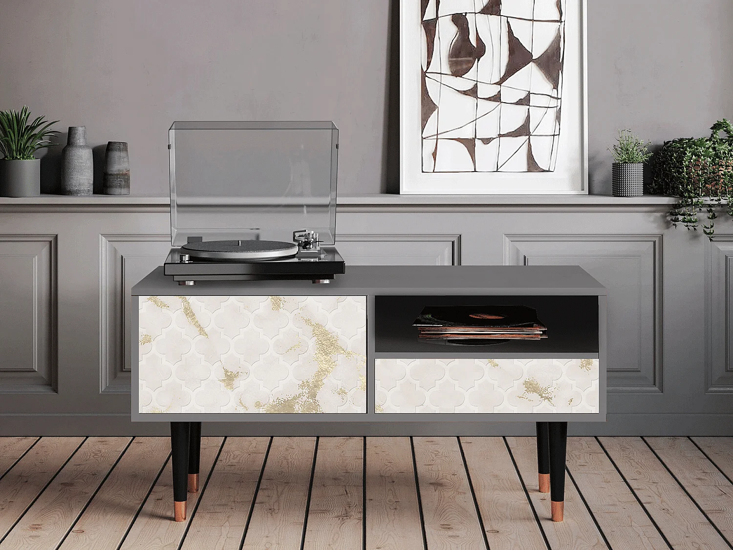 Mueble de TV - 115х59х48 cm - T3 - Sahara desert, Cinza