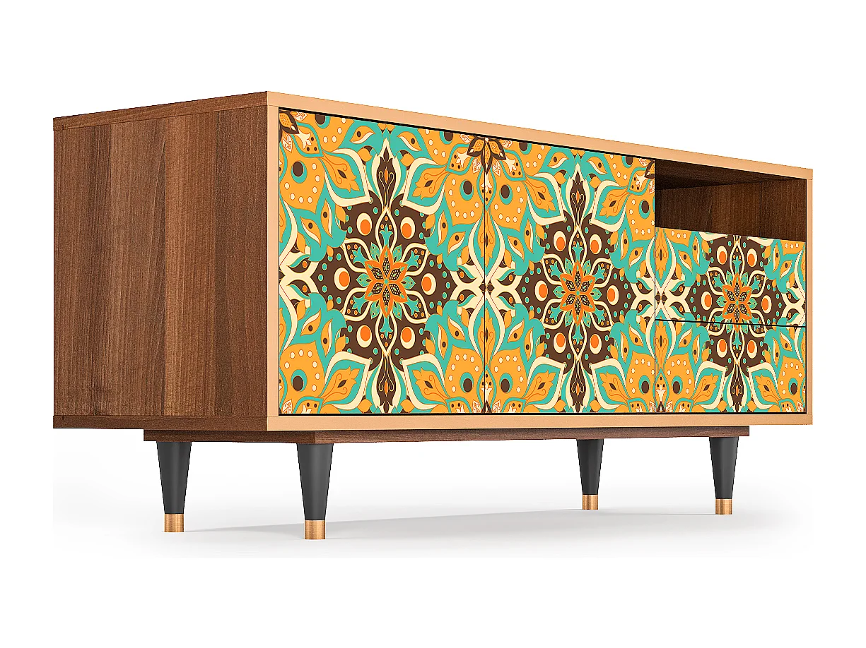 Szafka RTV - 125х56х41 cm - T7 - Indian Spices, Orzech