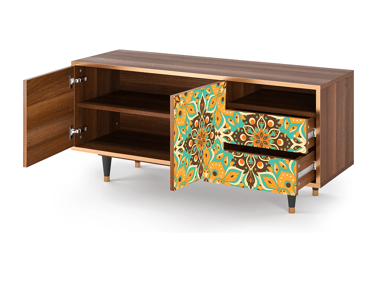 Szafka RTV - 125х56х41 cm - T7 - Indian Spices, Orzech