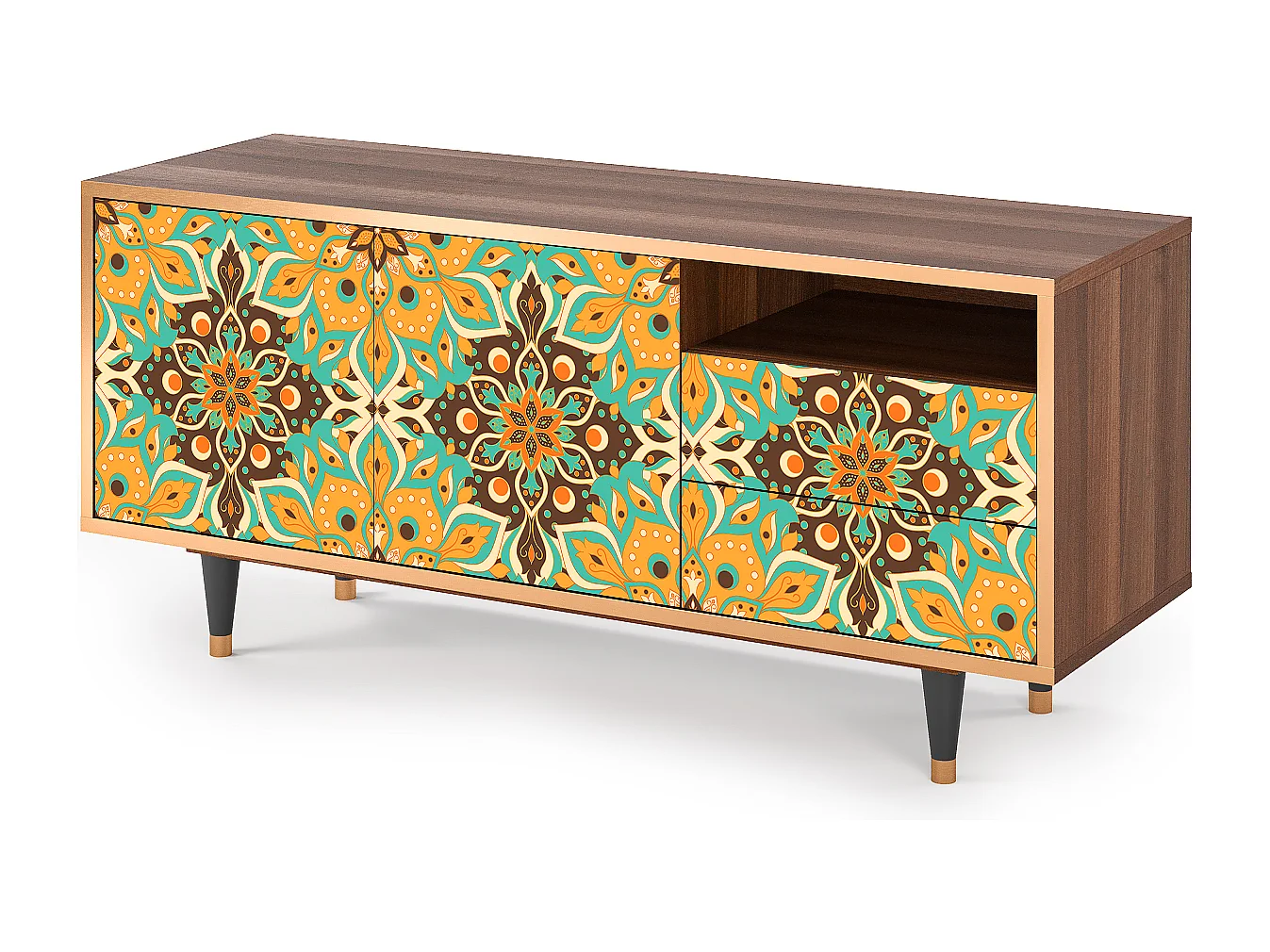 Meuble TV - 125х56х41 cm - T7 - Indian Spices, Noyer