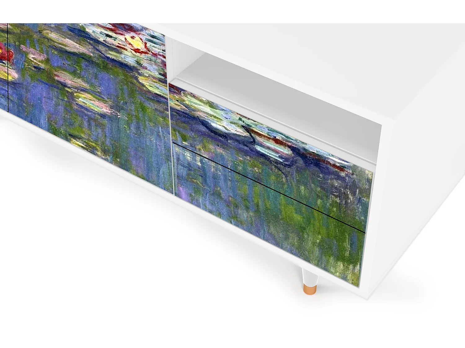 TV-meubel - 125х56х41 cm - T7 - The water lily pond  , Wit