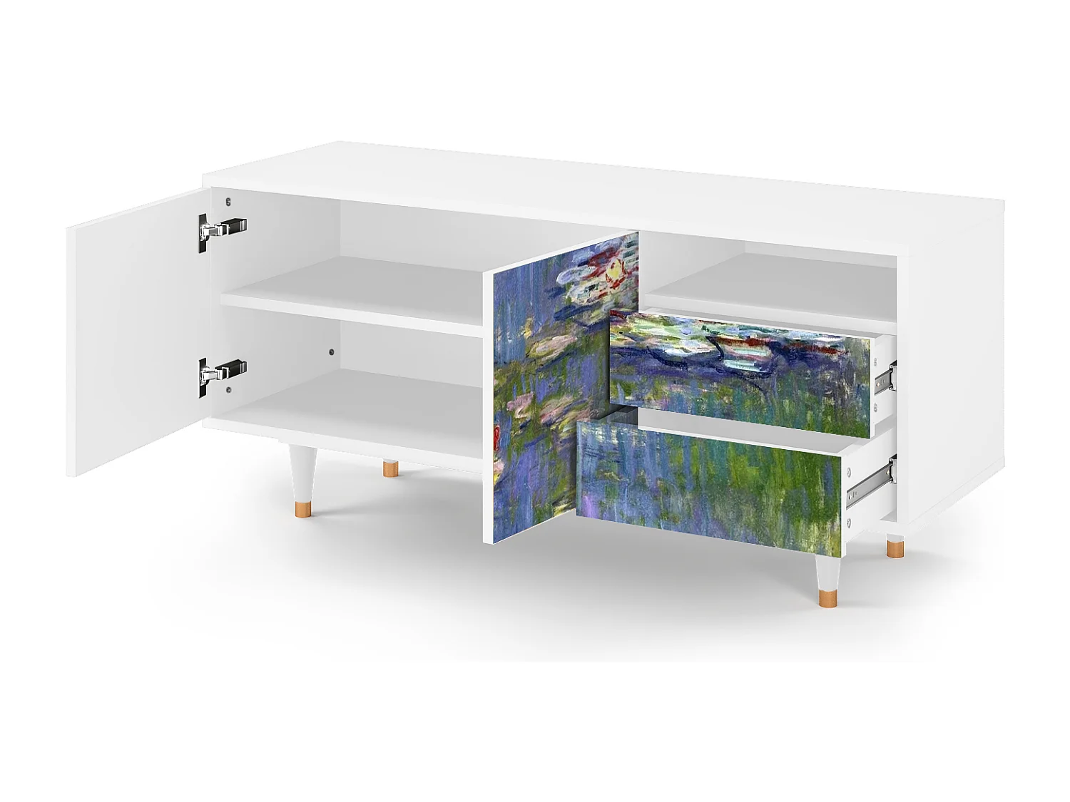 TV-meubel - 125х56х41 cm - T7 - The water lily pond  , Wit