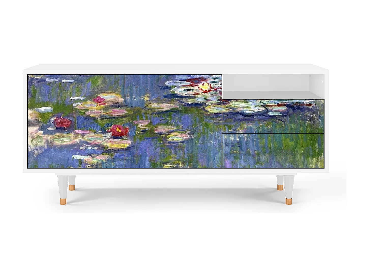 Meuble TV - 125х56х41 cm - T7 - The water lily pond  , Blanc