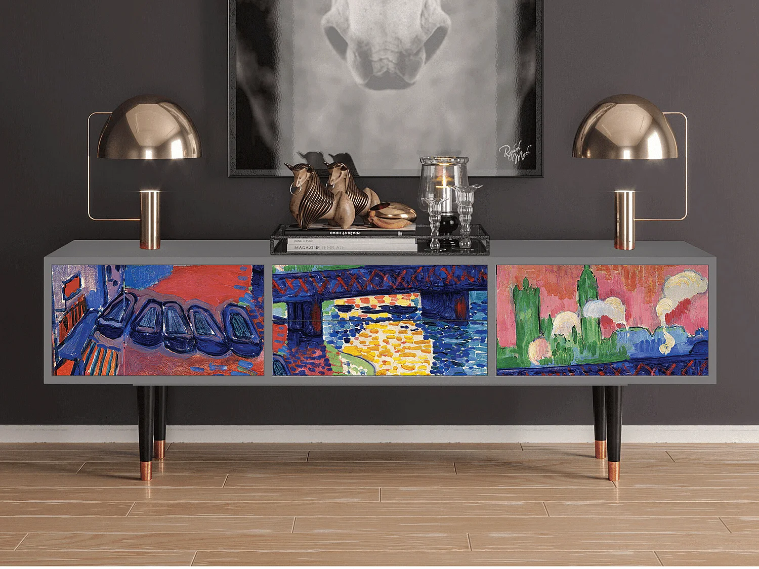 TV-Möbel - 170х59х48 cm - T4 - Charing Cross Bridge, Grau