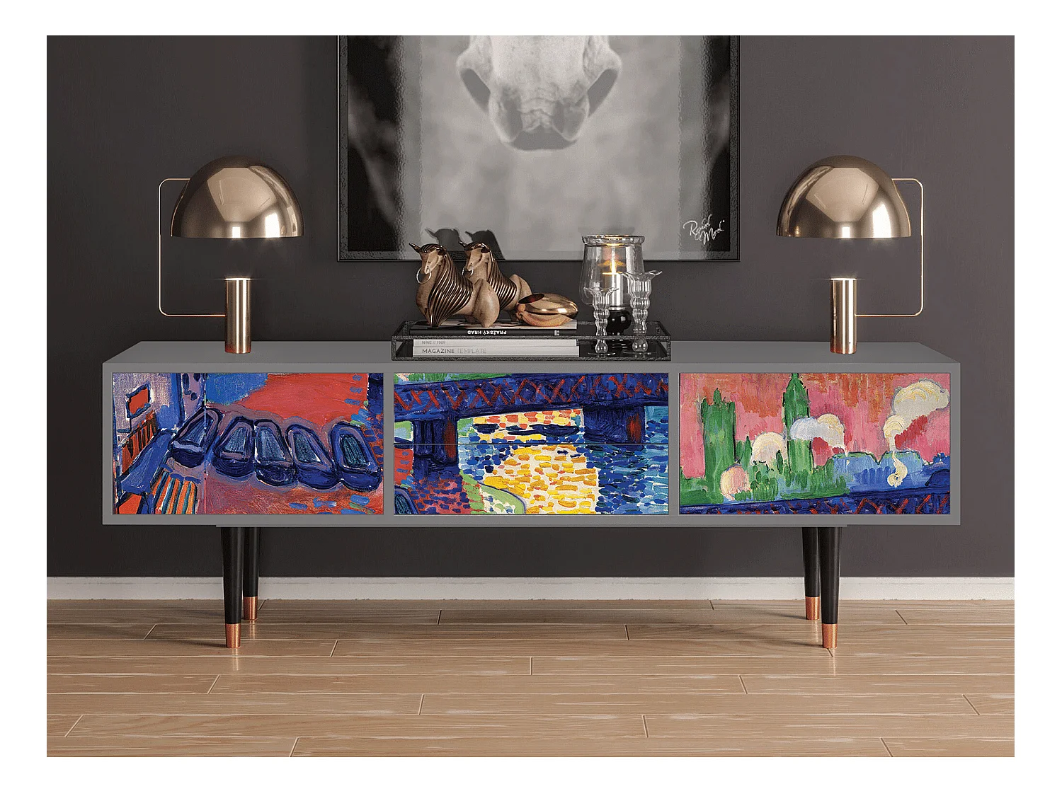 Meuble TV - 170х59х48 cm - T4 - Charing Cross Bridge, Gris