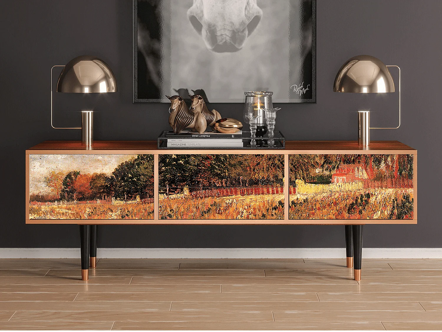 Mobile TV - 170х59х48 cm - T4 - The Banks, Noce