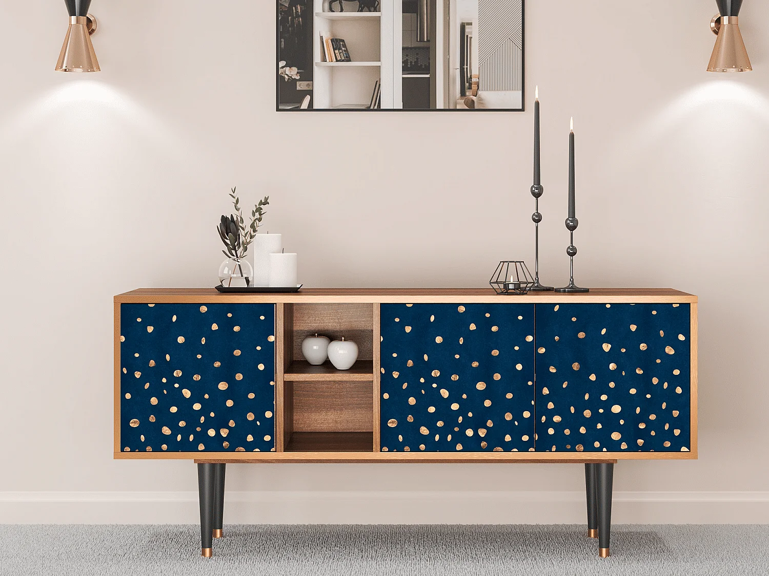 Mueble de TV - 150х69х41 cm - T5 - Night Skies, Nogal