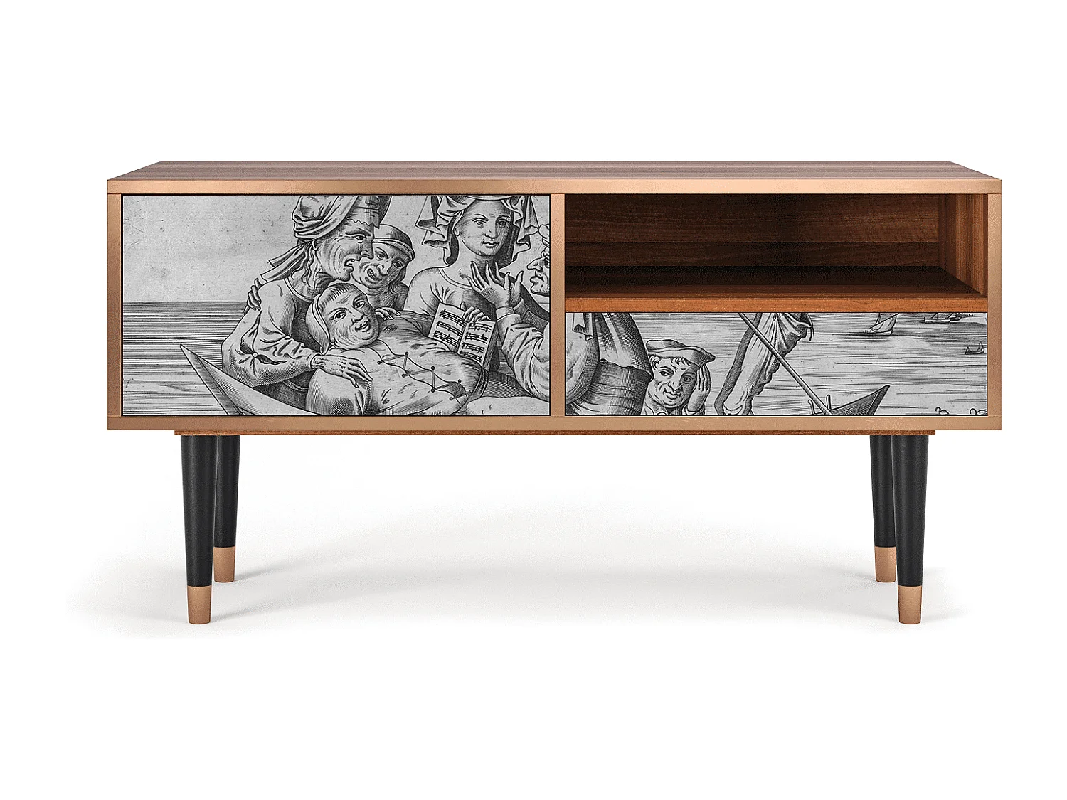 TV-Möbel - 115х59х48 cm - T3 - Blau Schuyte, Walnuss