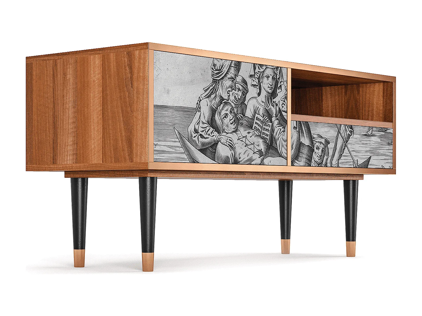 TV-Möbel - 115х59х48 cm - T3 - Blau Schuyte, Walnuss