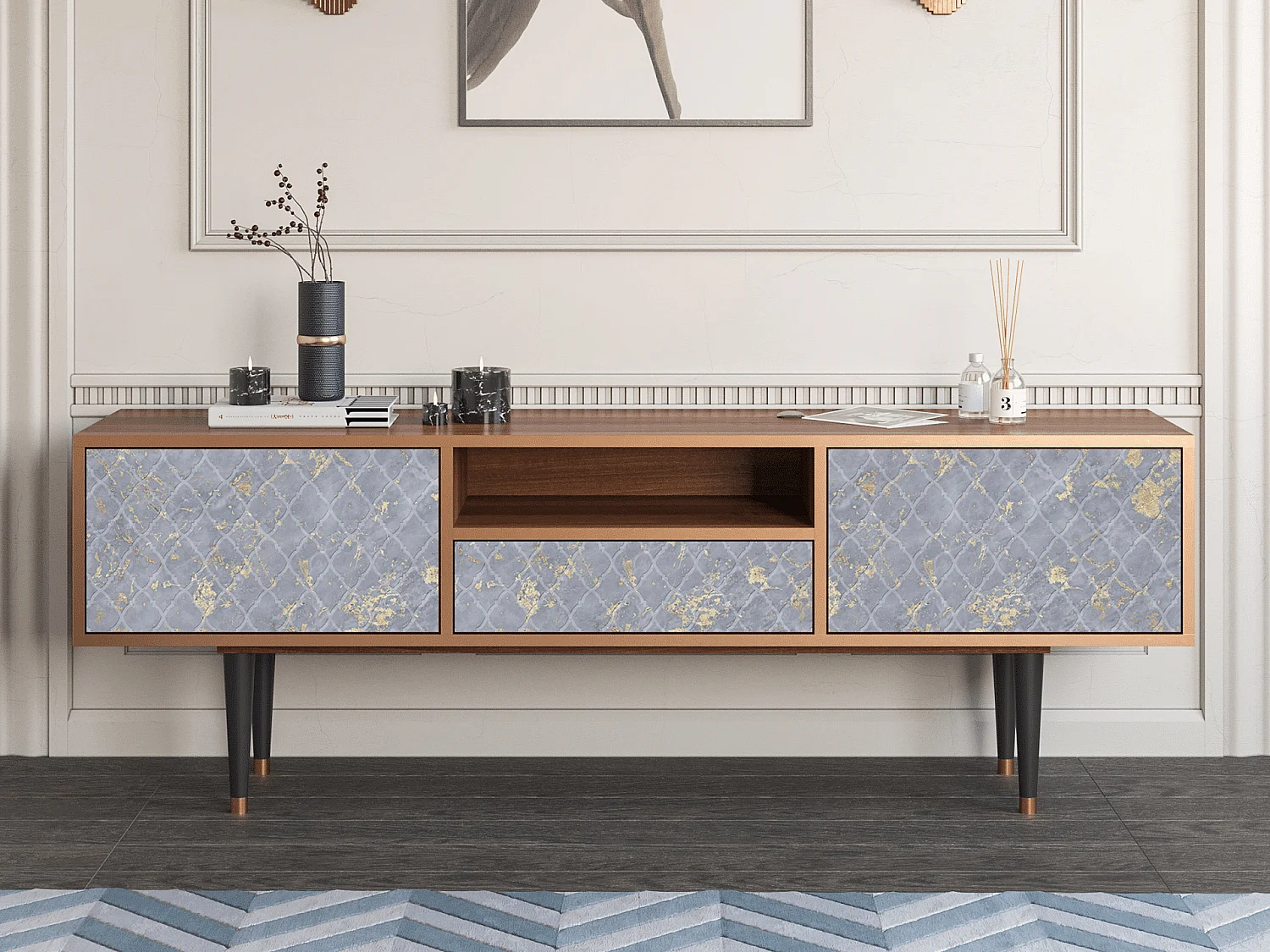 TV-meubel - 170х59х41 cm - T6 - Golden Smoke, Walnoot