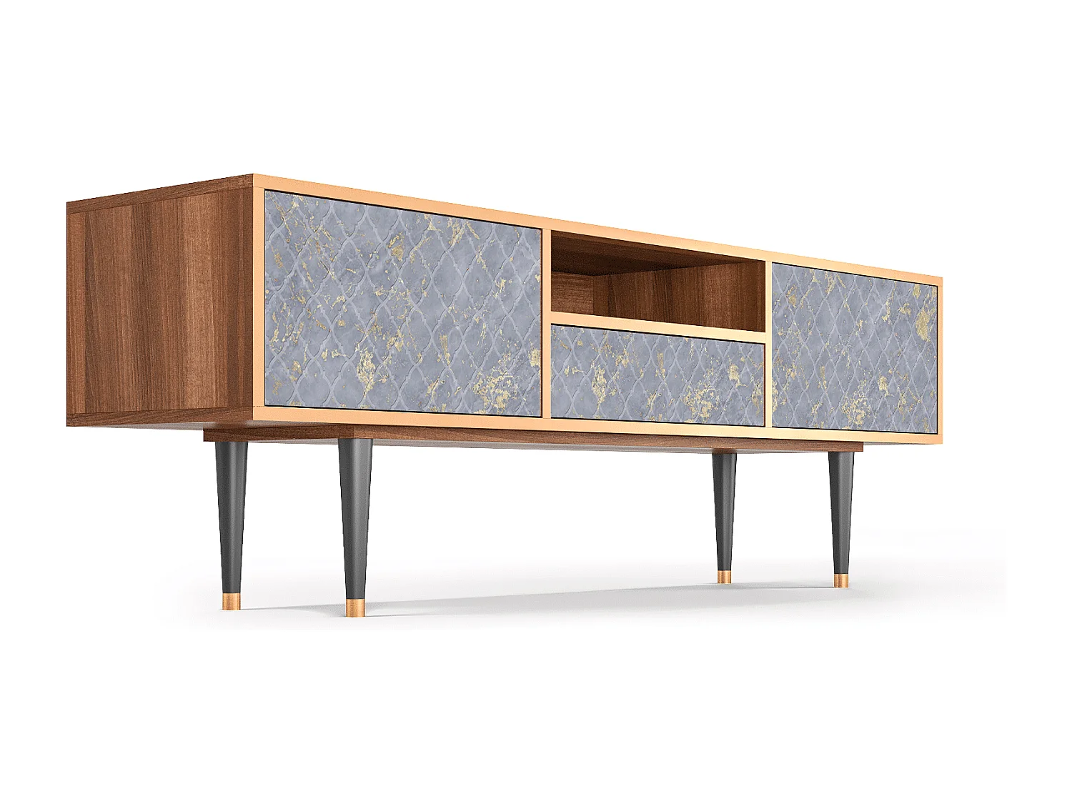 Meuble TV - 170х59х41 cm - T6 - Golden Smoke, Noyer