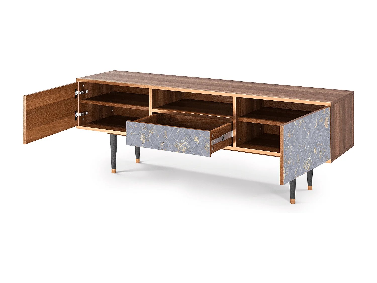 Meuble TV - 170х59х41 cm - T6 - Golden Smoke, Noyer