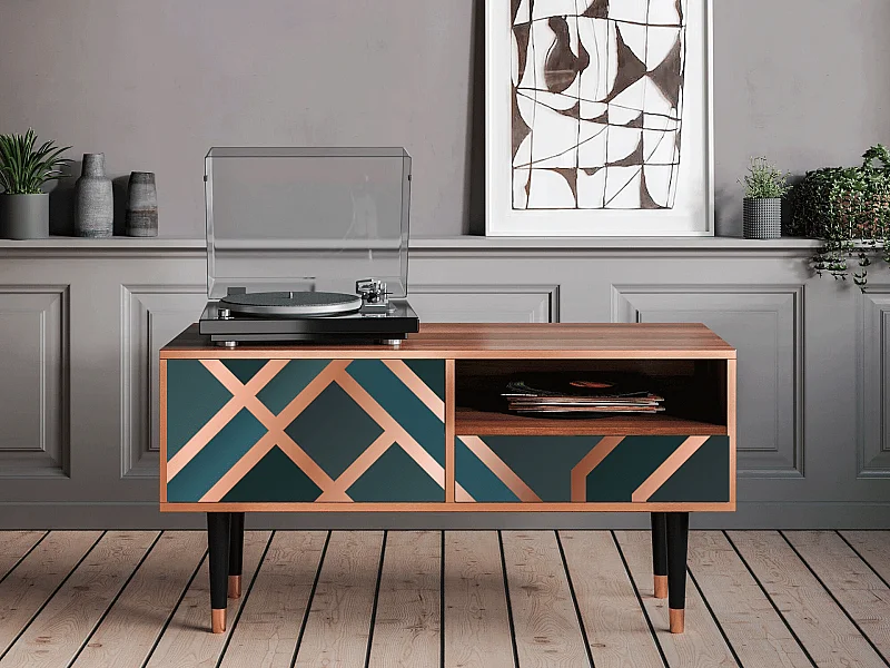 Mueble de TV - 115х59х48 cm - T3 - Bronze Crossroad, Nogal