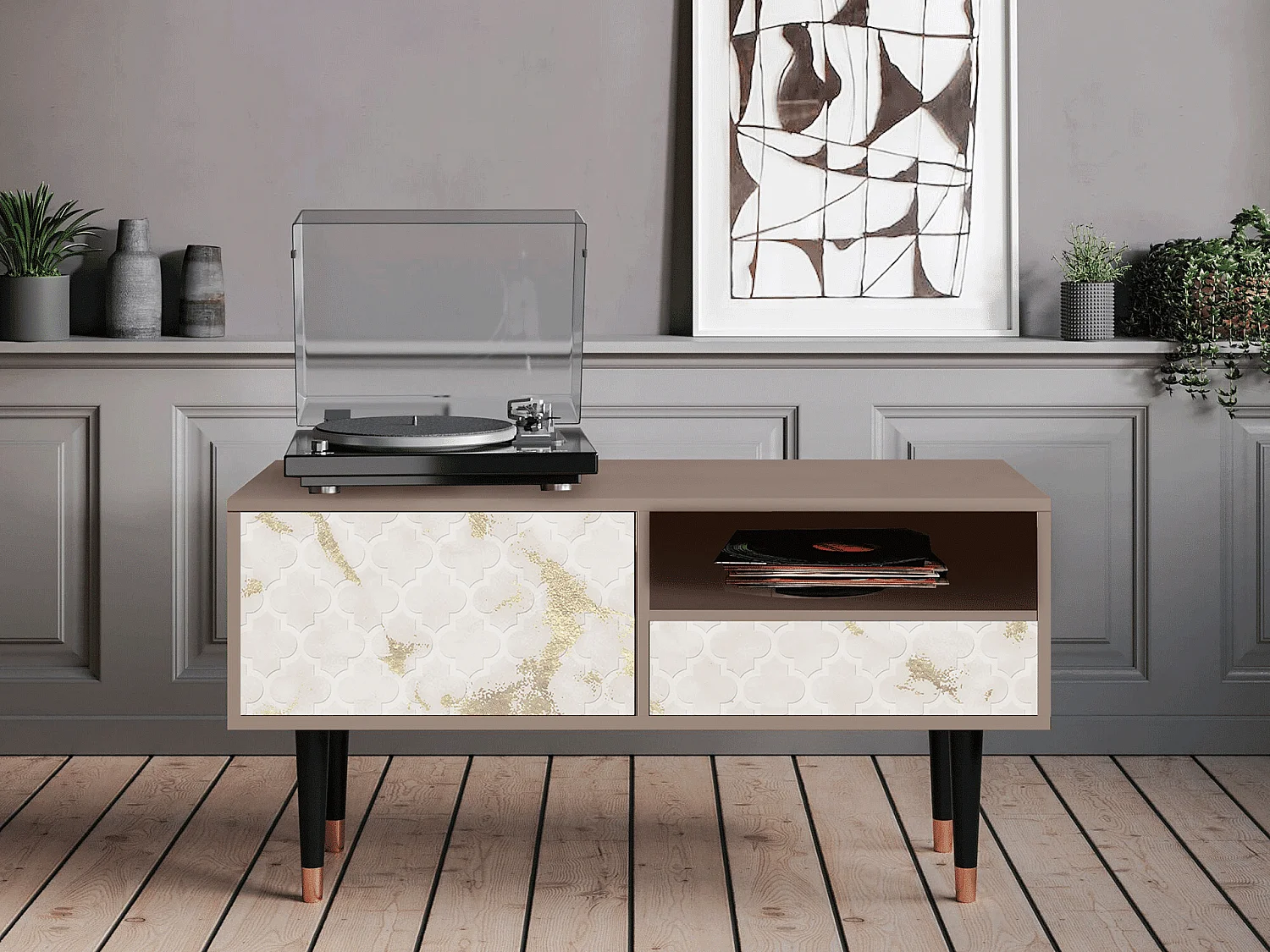 Mueble de TV - 115х59х48 cm - T3 - Sahara desert, Latte