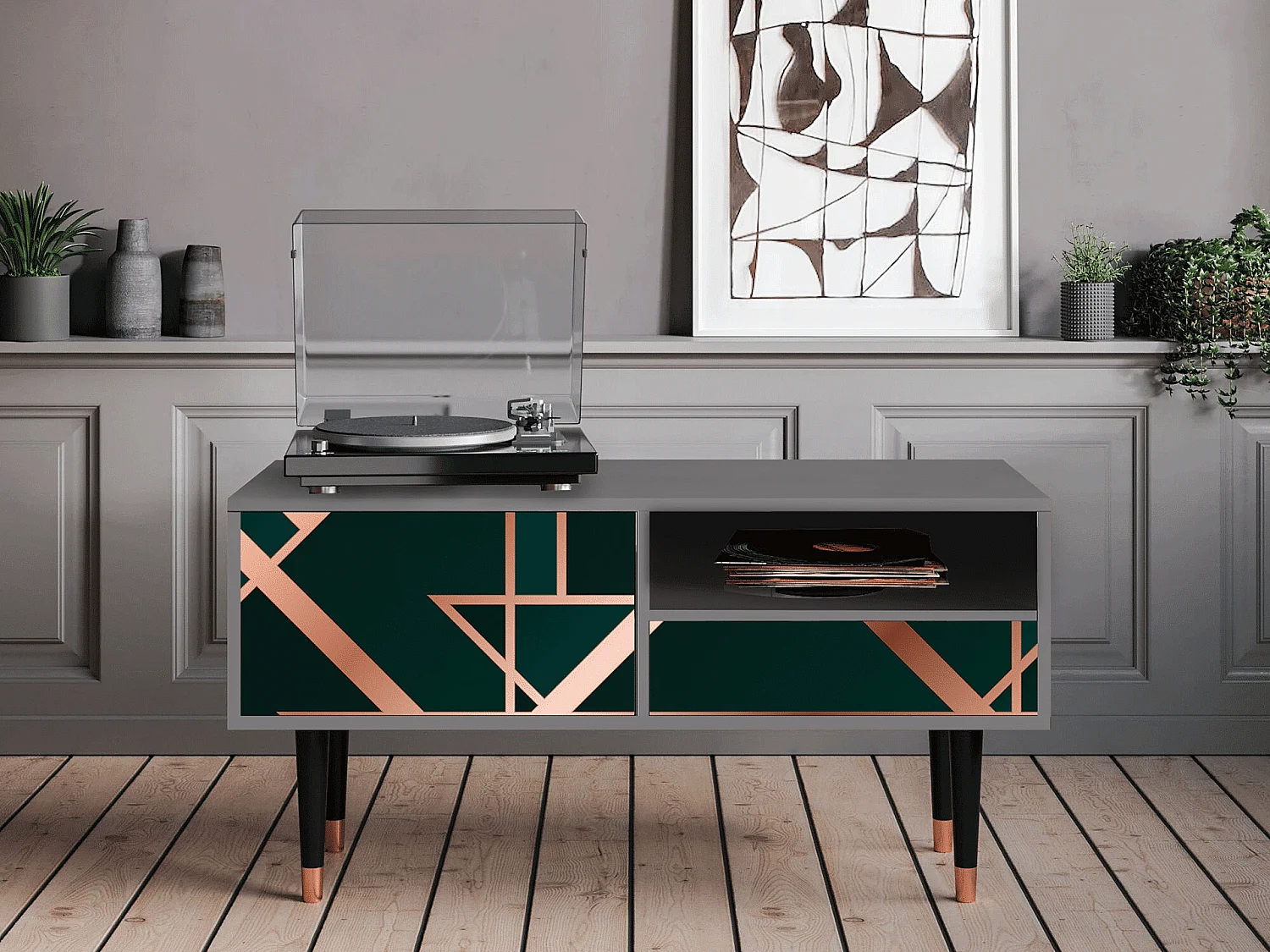Meuble TV - 115х59х48 cm - T3 - Emerald Gatsby, Gris