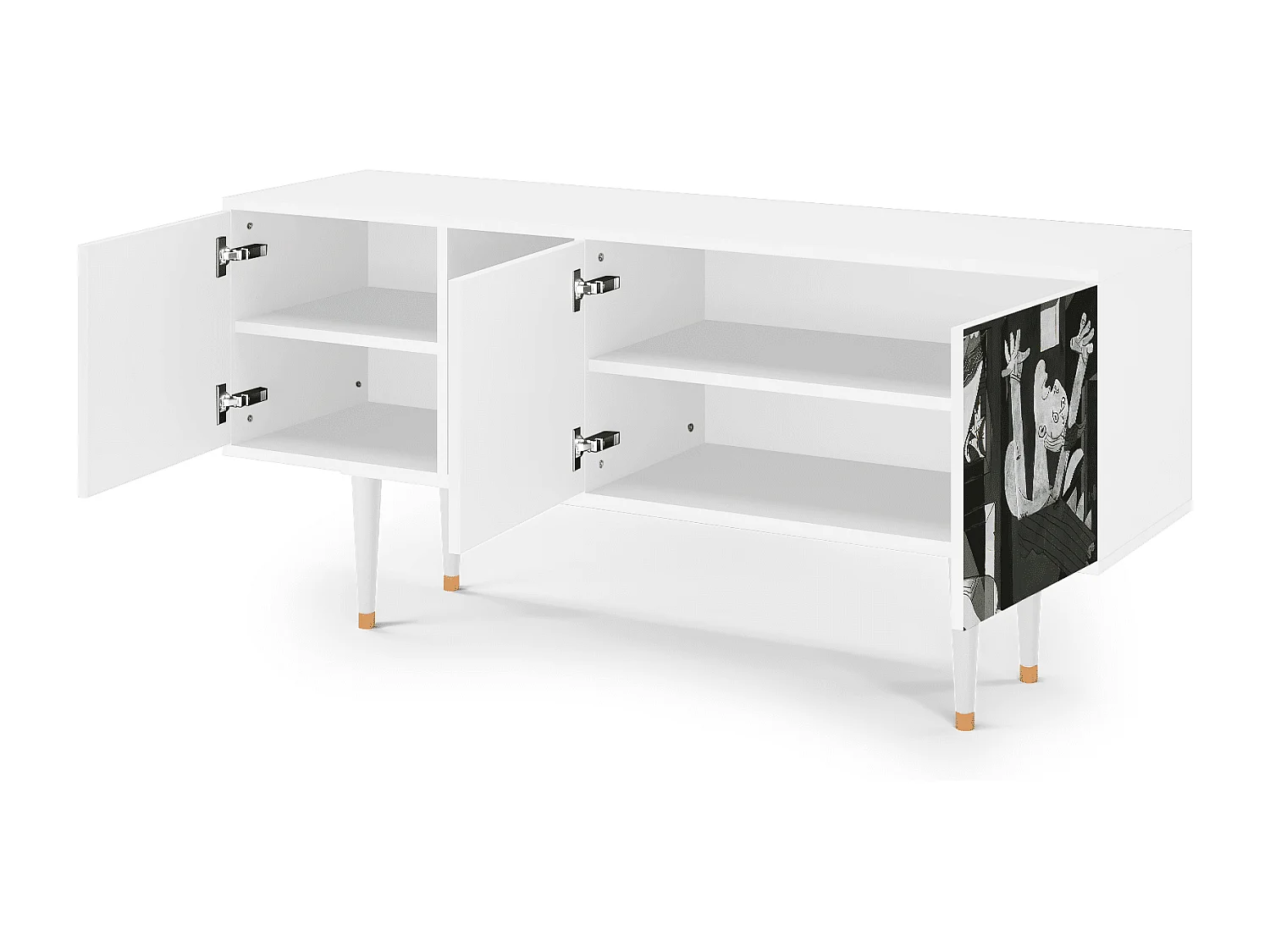 Mueble de TV - 150х69х41 cm - T5 - Guernica by Picasso, Blanco