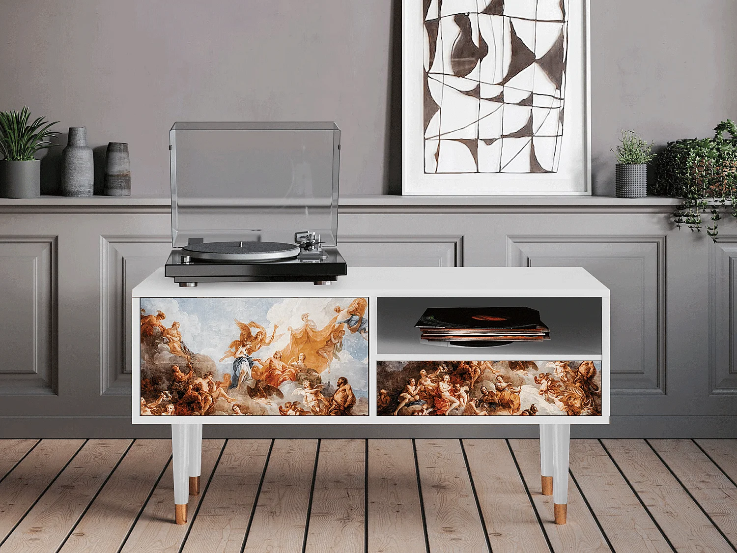 Mueble de TV - 115х59х48 cm - T3 - Versailles, Branco
