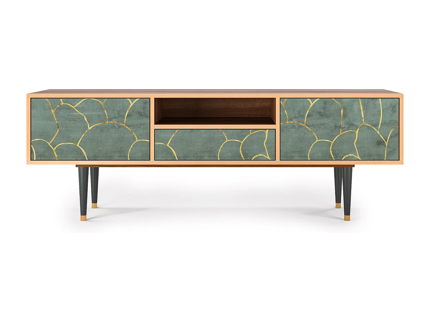 Meuble TV - 170х59х41 cm - T6 - Magnificent Water Lily, Noyer