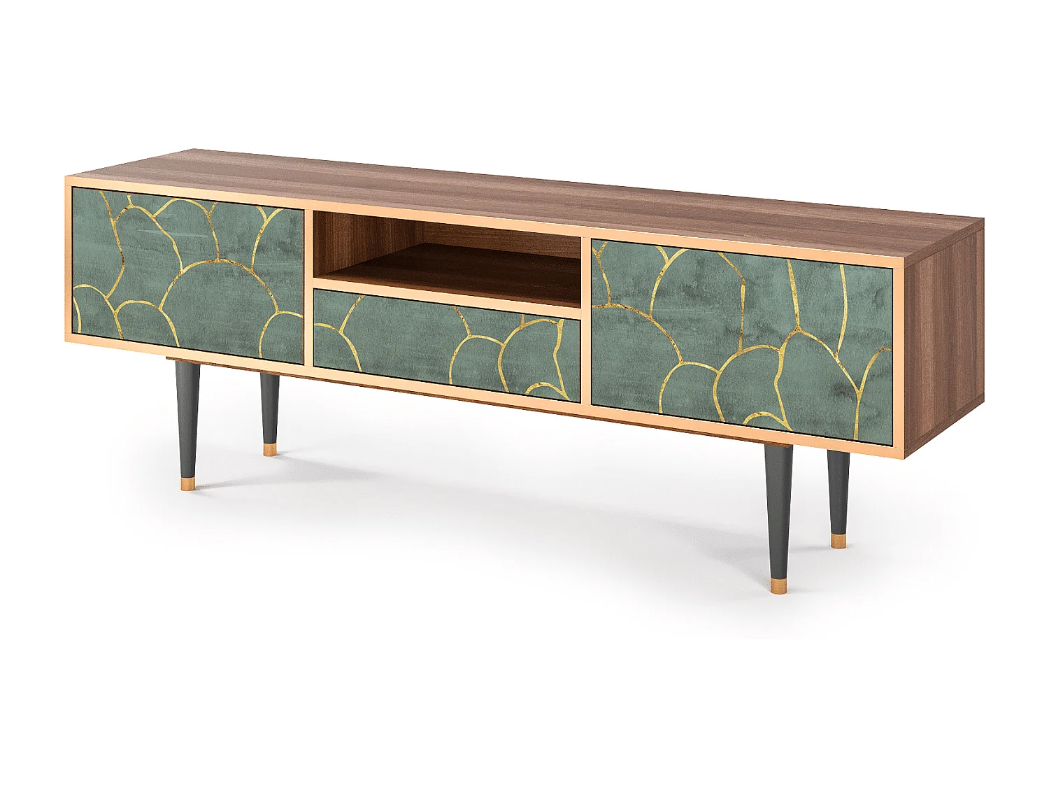 Meuble TV - 170х59х41 cm - T6 - Magnificent Water Lily, Noyer