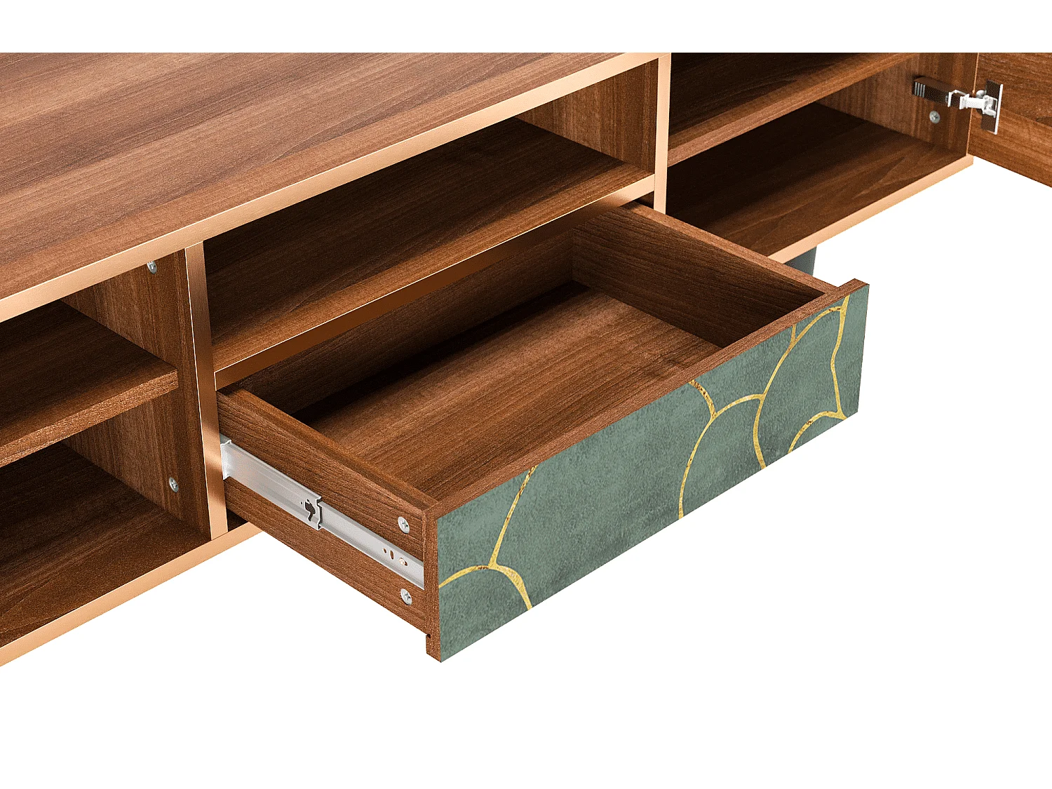 Meuble TV - 170х59х41 cm - T6 - Magnificent Water Lily, Noyer