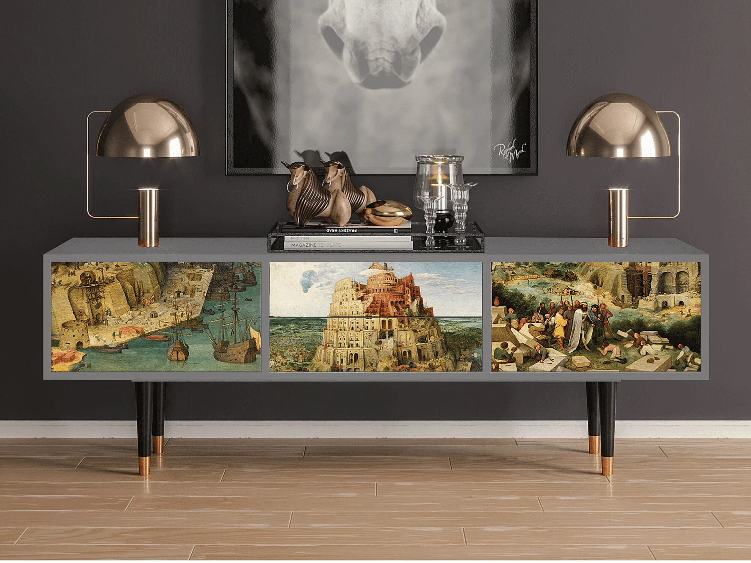 Meuble TV - 170х59х48 cm - T4 - Elder The Tower, Gris