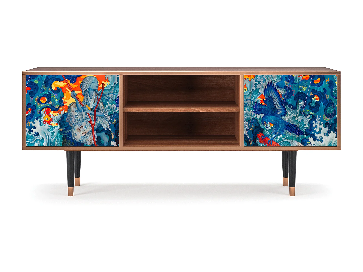 TV-Möbel - 170х69х48 cm - T2 - The Girl - James Jean, Walnuss