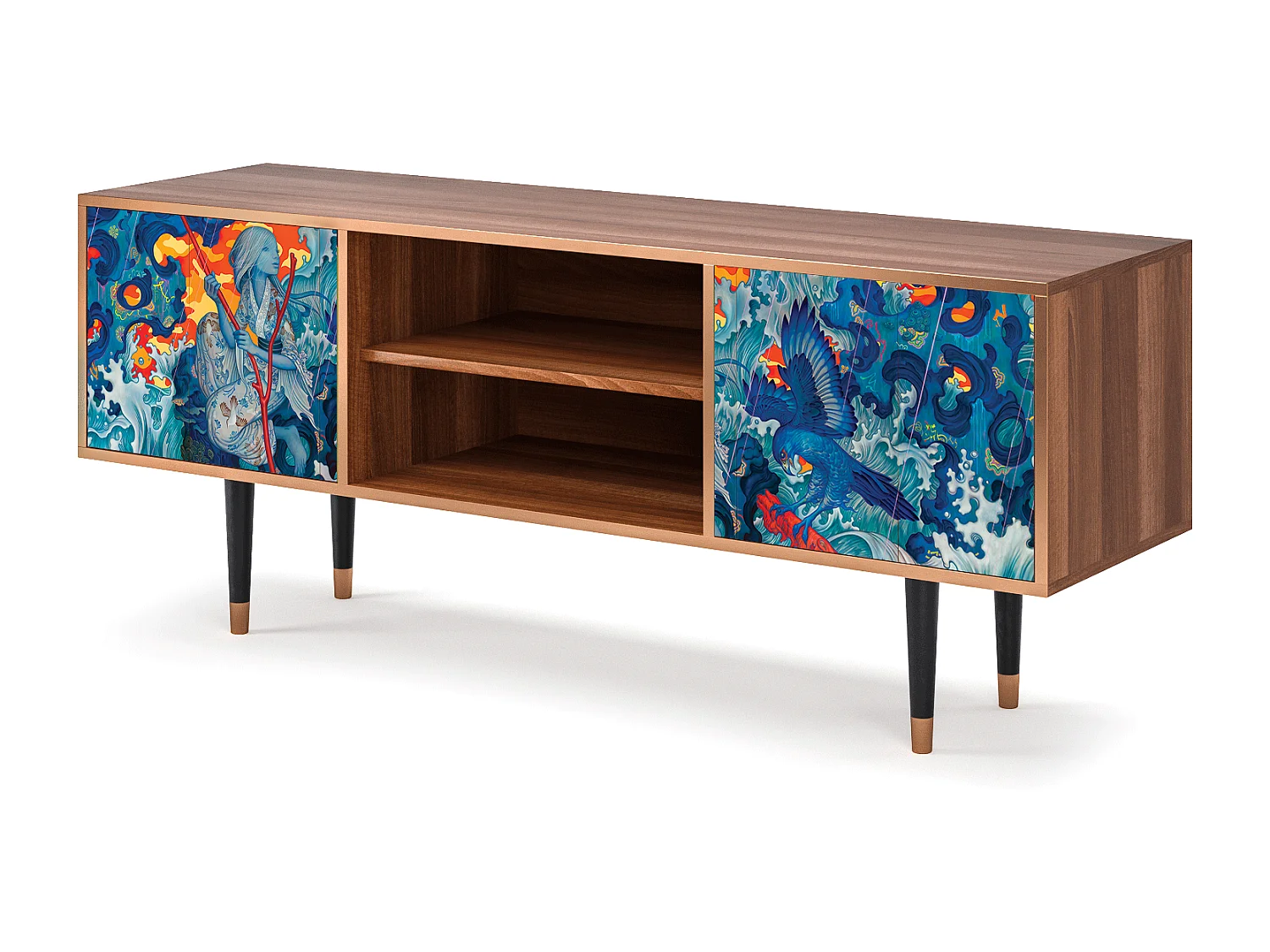 TV-Möbel - 170х69х48 cm - T2 - The Girl - James Jean, Walnuss