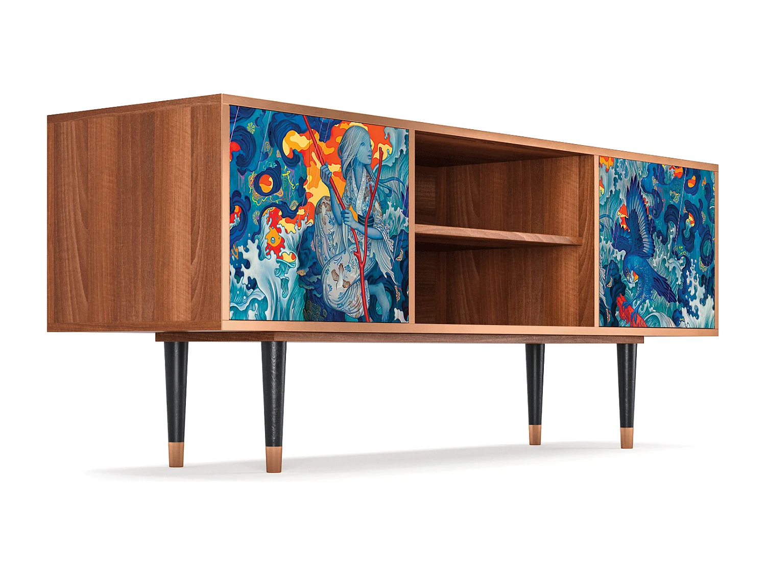 TV-meubel - 170х69х48 cm - T2 - The Girl - James Jean, Walnoot