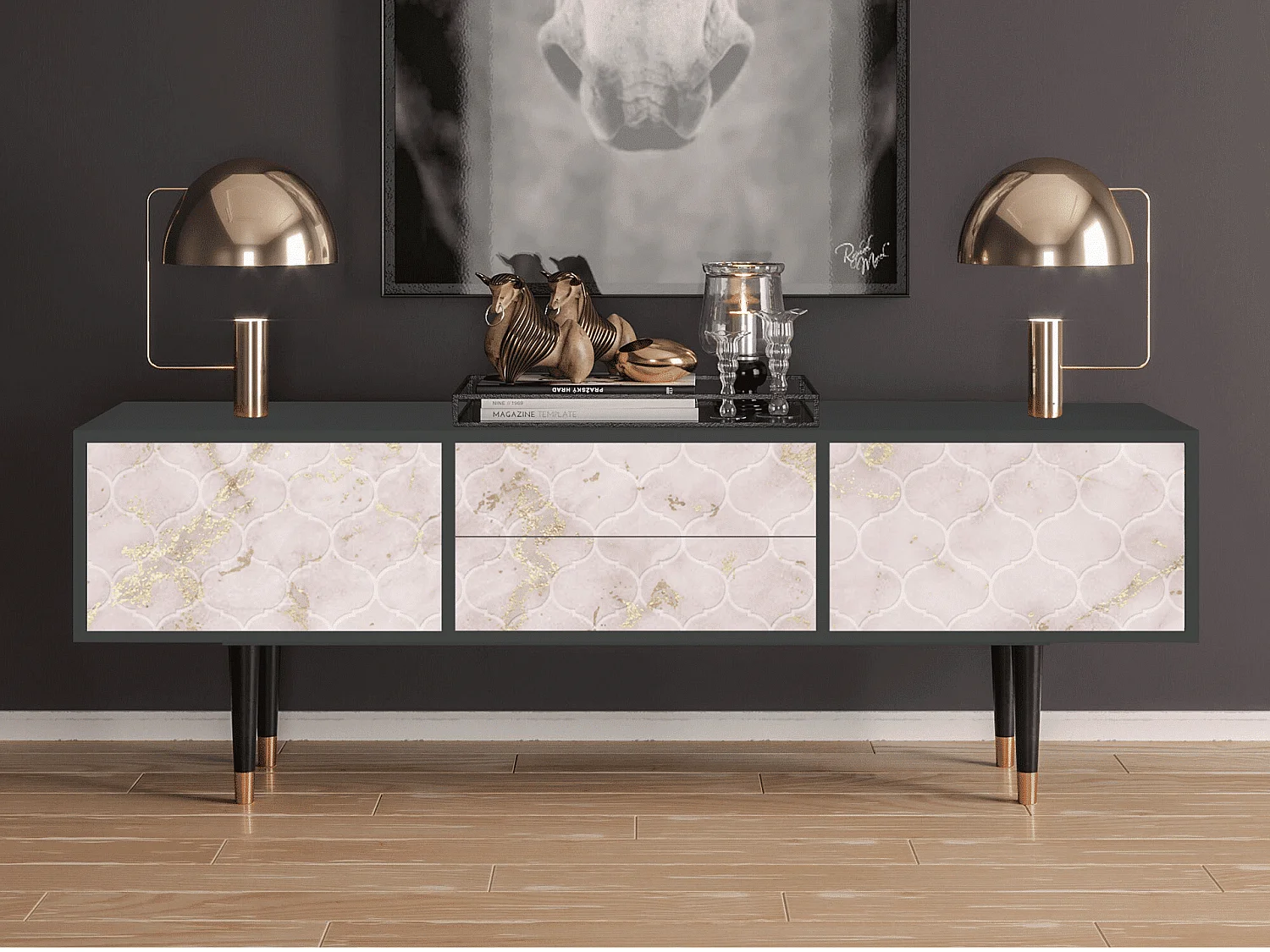 Meuble TV - 170х59х48 cm - T4 - Dirty Roses, Anthracite