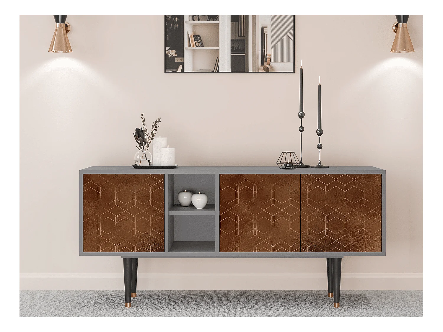 TV-Möbel - 150х69х41 cm - T5 - Chocolate Bar, Grau