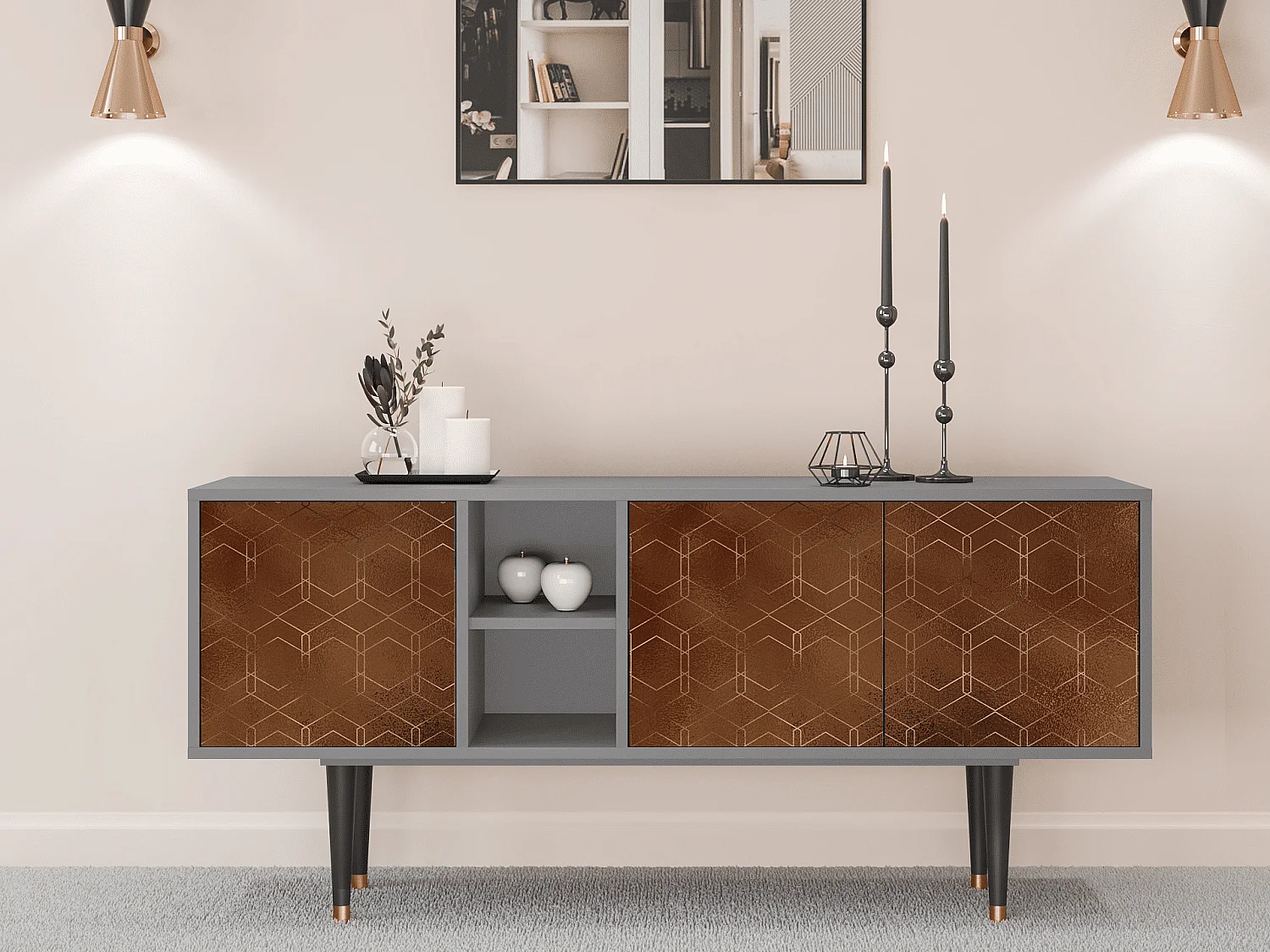 Szafka RTV - 150х69х41 cm - T5 - Chocolate Bar, Szary