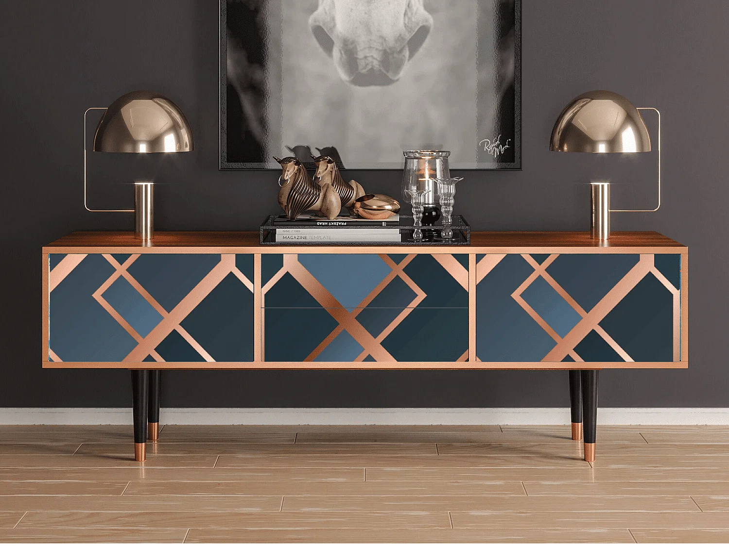 Mobile TV - 170х59х48 cm - T4 - Ashy 1920', Noce