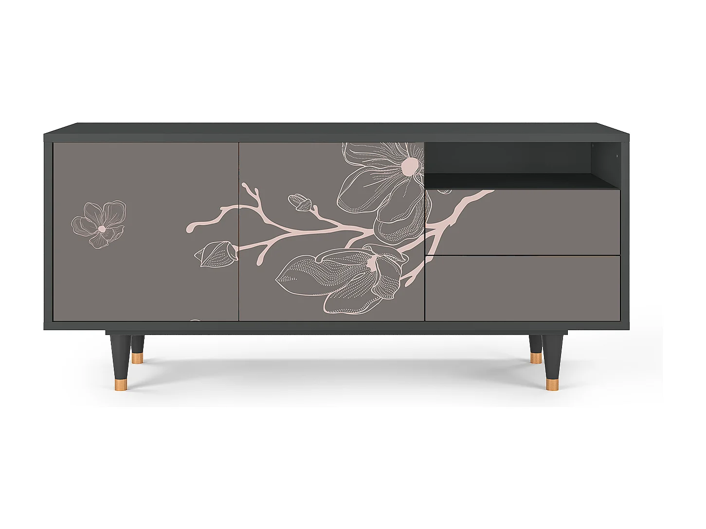 Mueble de TV - 125х56х41 cm - T7 - Cherry Blossom, Antracita