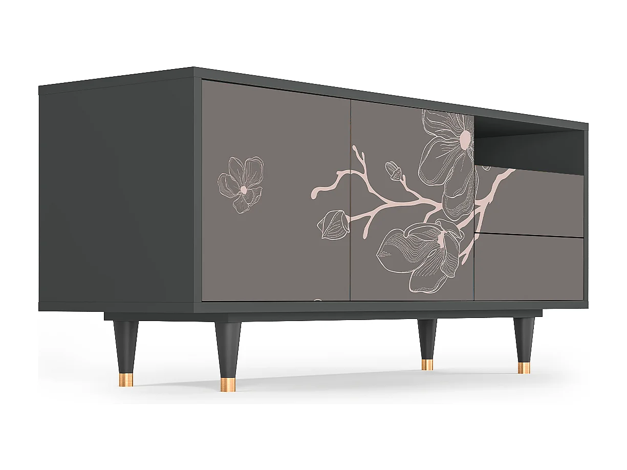 Mueble de TV - 125х56х41 cm - T7 - Cherry Blossom, Antracita