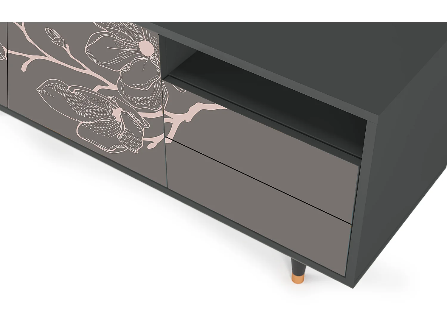 Mueble de TV - 125х56х41 cm - T7 - Cherry Blossom, Antracita