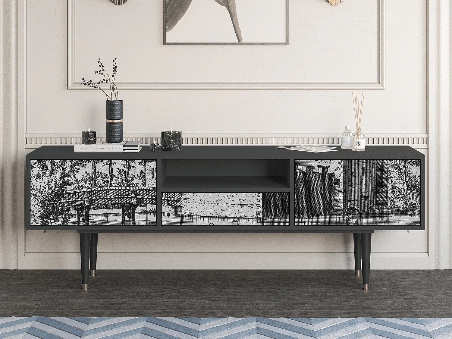 Meuble TV - 170х59х41 cm - T6 - Castle by Breugel, Anthracite