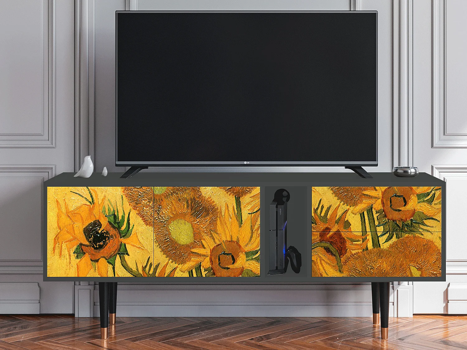 Mobile TV - 170х69х48 cm - T1 - Sunflowers, Antracite