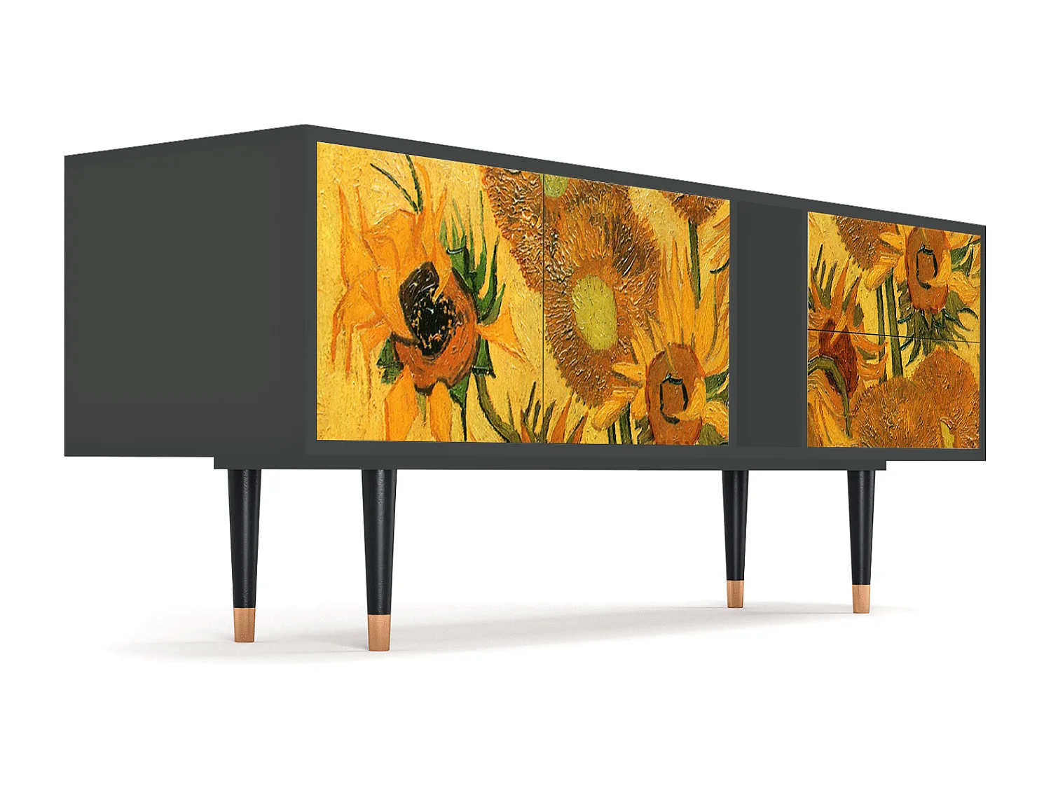 Mobile TV - 170х69х48 cm - T1 - Sunflowers, Antracite