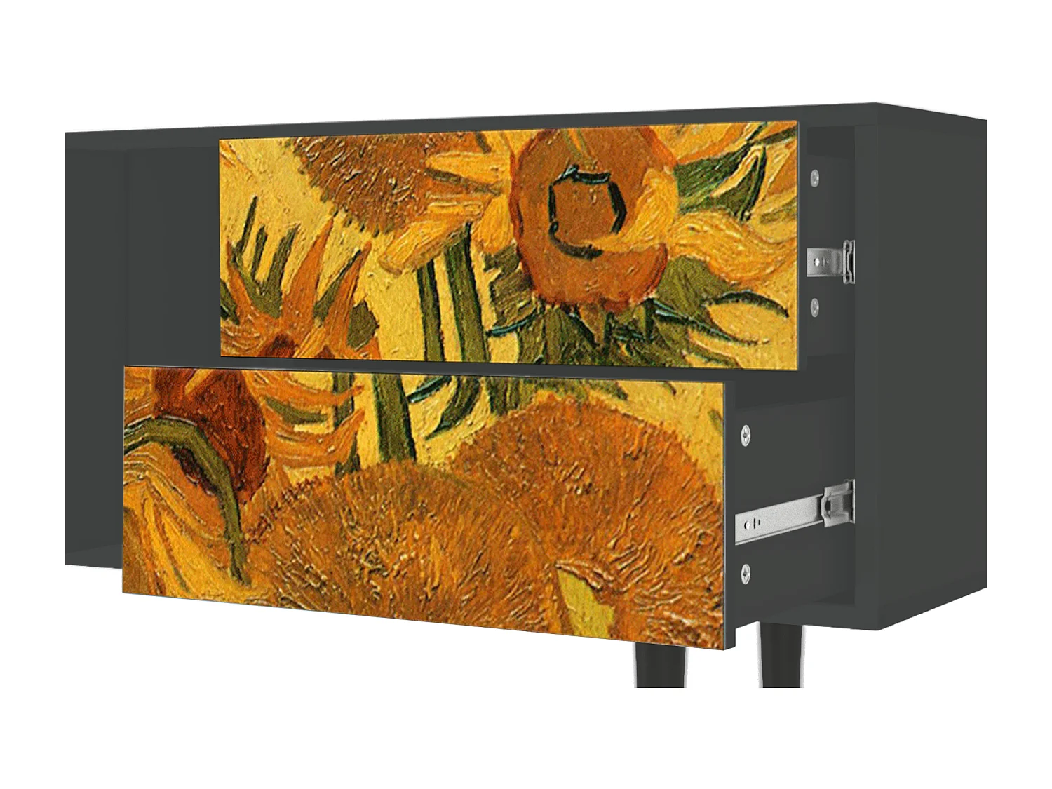 Mobile TV - 170х69х48 cm - T1 - Sunflowers, Antracite
