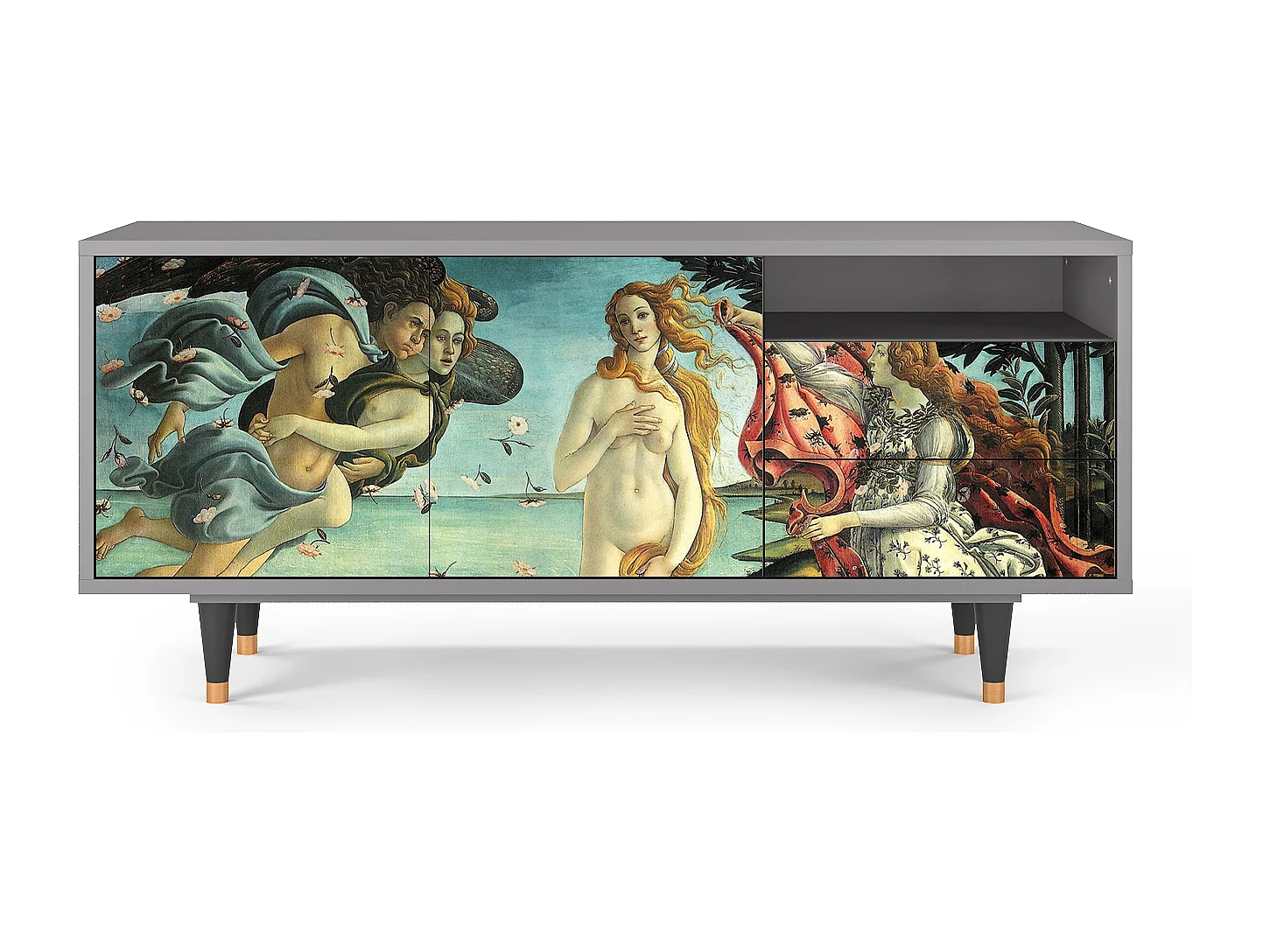 Szafka RTV - 125х56х41 cm - T7 - The Birth of Venus, Szary