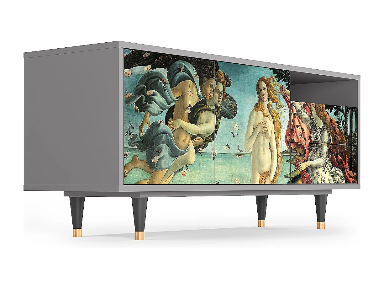 Szafka RTV - 125х56х41 cm - T7 - The Birth of Venus, Szary