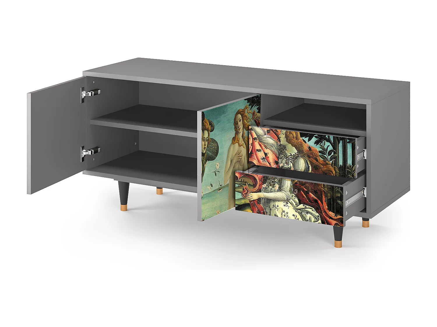 Szafka RTV - 125х56х41 cm - T7 - The Birth of Venus, Szary