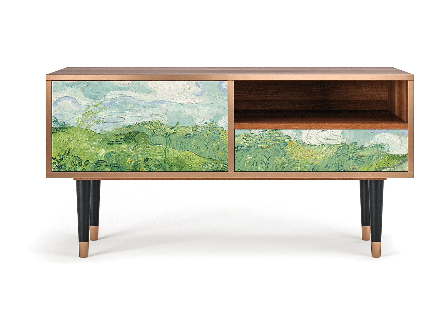 Mobile TV - 115х59х48 cm - T3 - Green Wheat Fields, Noce