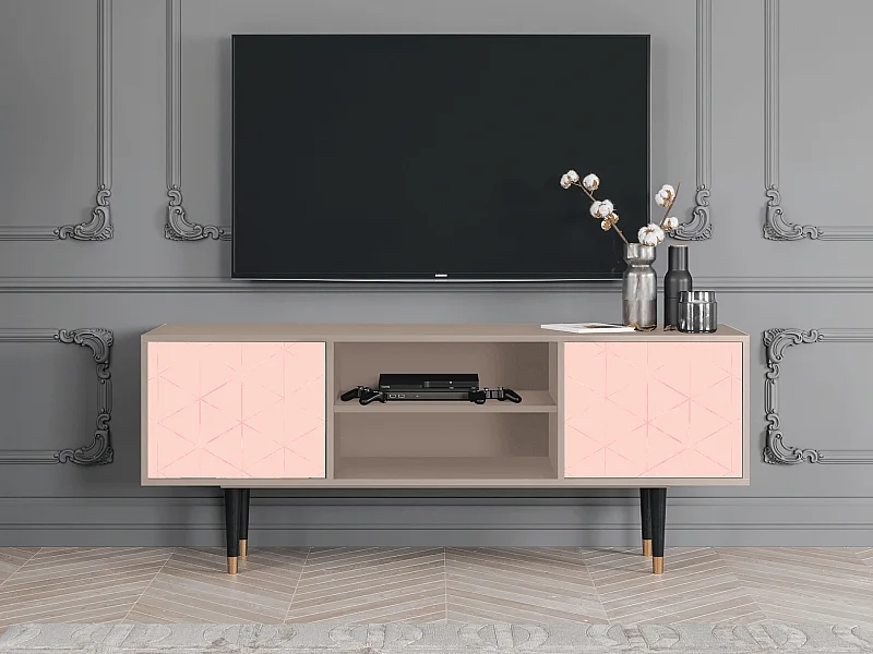 Szafka RTV - 170х69х48 cm - T2 - Rose Quartz, Latte