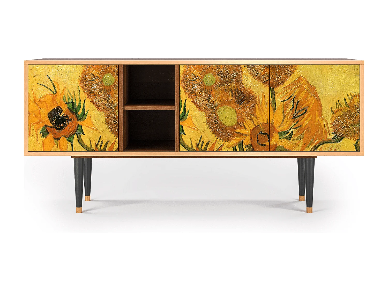 Meuble TV - 150х69х41 cm - T5 - Sunflowers, Noyer