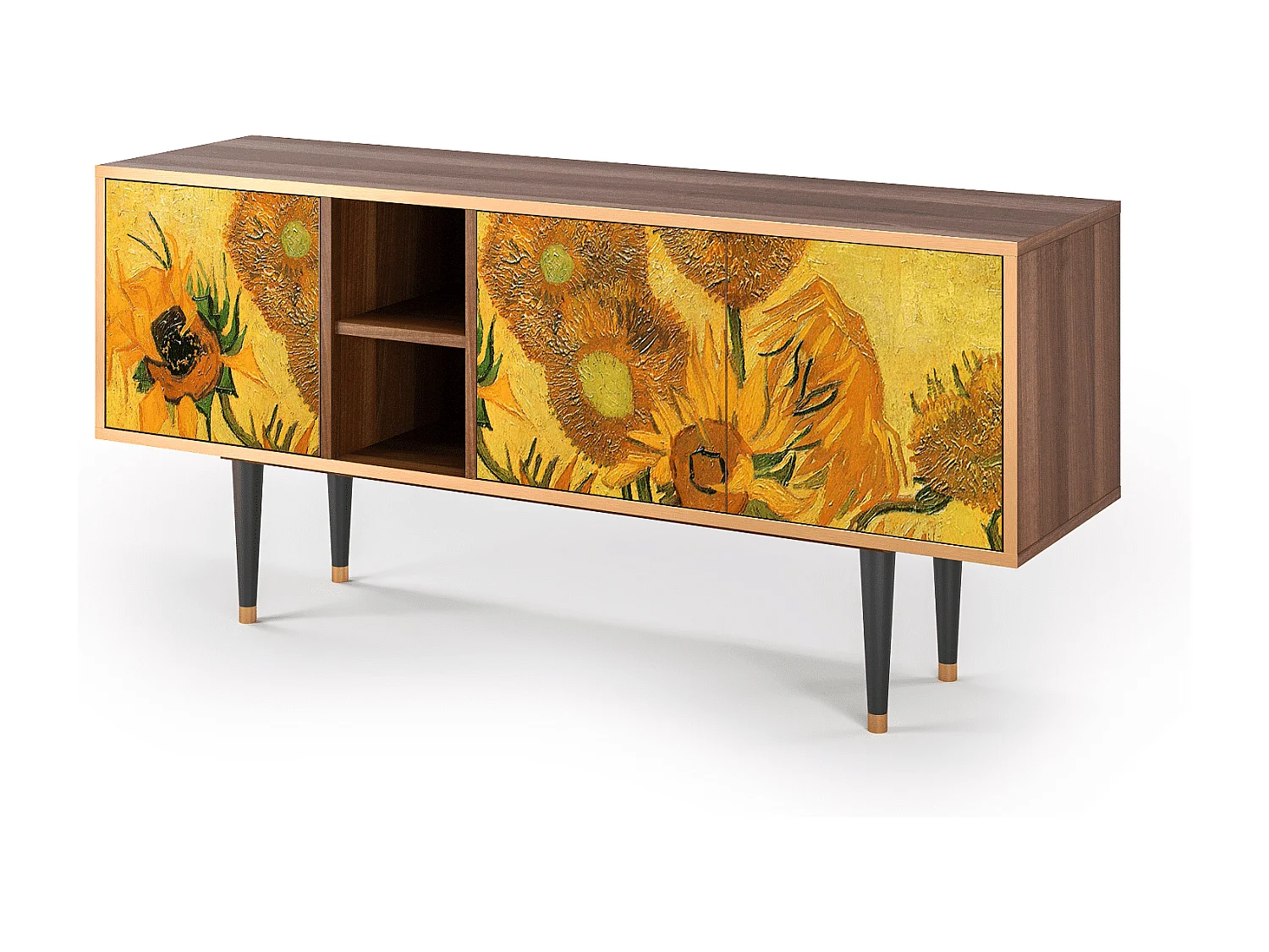 Meuble TV - 150х69х41 cm - T5 - Sunflowers, Noyer