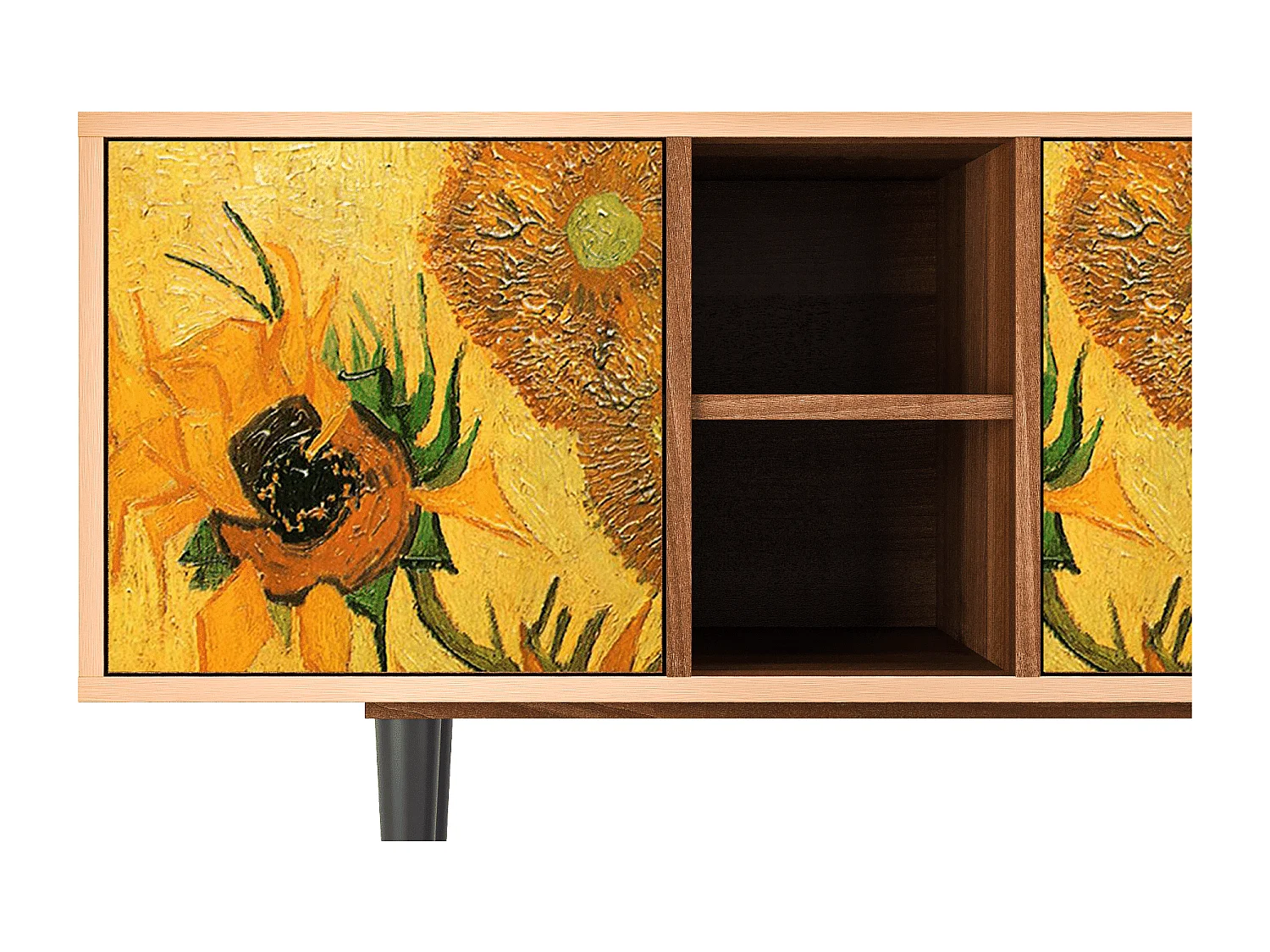 Meuble TV - 150х69х41 cm - T5 - Sunflowers, Noyer