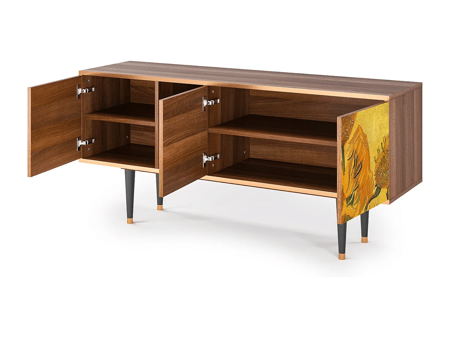 Meuble TV - 150х69х41 cm - T5 - Sunflowers, Noyer