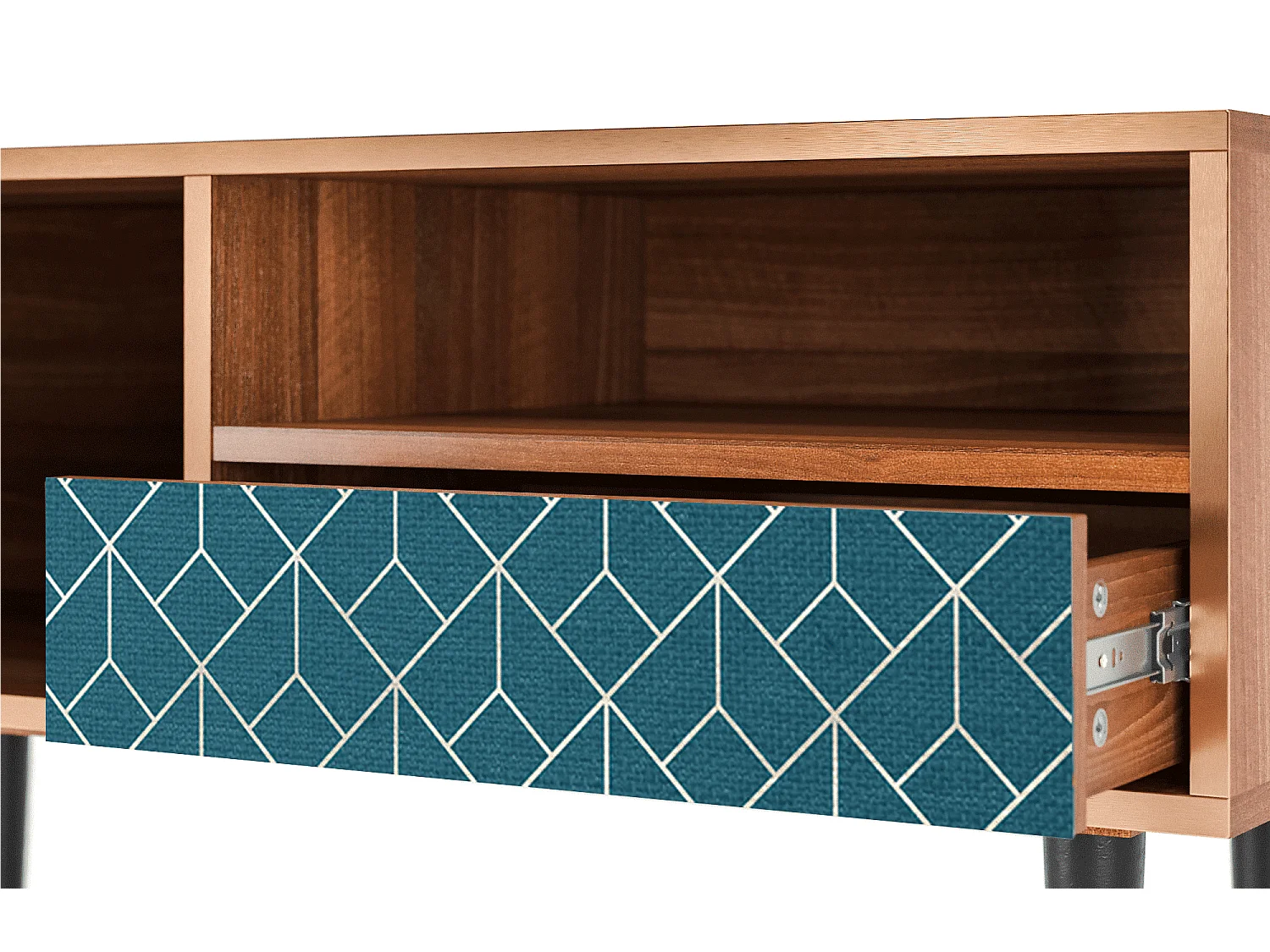 Meuble TV - 115х59х48 cm - T3 - Turquoise Geometry, Noyer